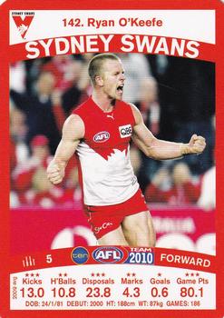 2010 Team Zone AFL Team #142 Ryan O’Keefe Front